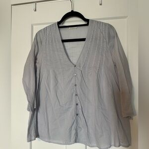 Eileen Fisher Light Blue V-Neck Blouse
